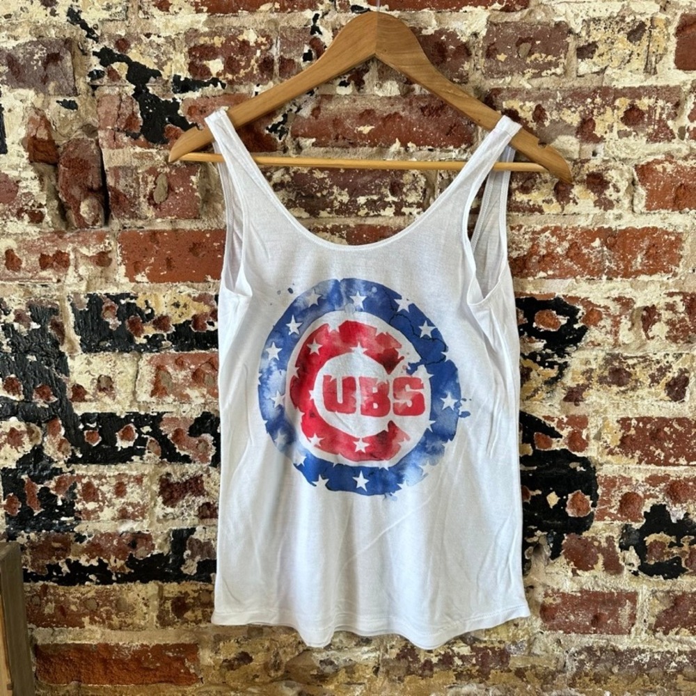 PINK 5th & Chicago Chicago Cubs Baseball MLB Tank Top Cropped Womens XS
